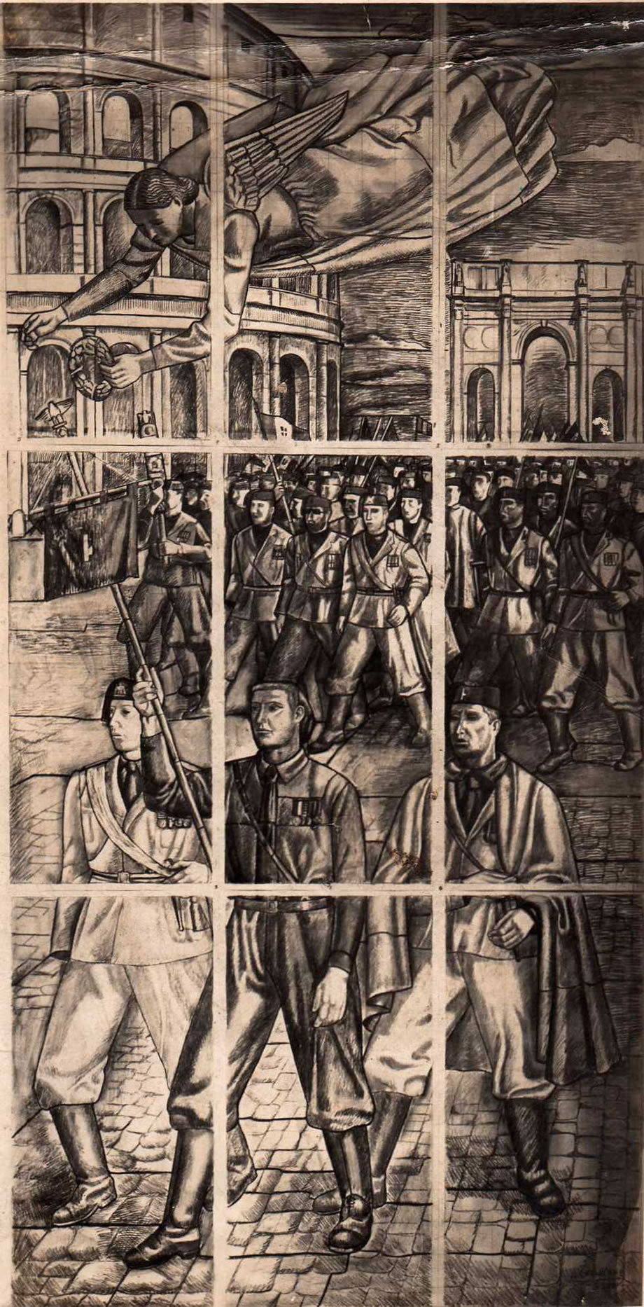 Uno dei cartoni delle vetrate del Palazzo dei Mutilati di Napoli (vetrate distrutte dai bombardamento)